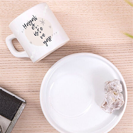 Hayal Et İste ve Yap İlham Veren Türk Kahve Fincanı – Motivasyon Temalı Hediyelik Tekli Fincan