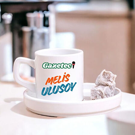 Gazetecilere Özel Tasarımlı Türk Kahve Fincanı – Basın & Medya Temalı Hediyelik Tekli Fincan