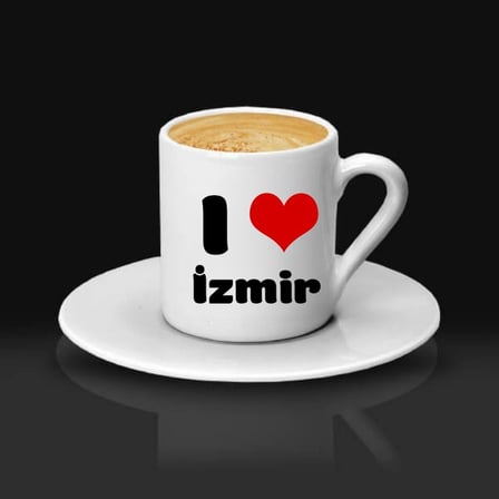 Memleket Temalı İsme Özel Kalpli Kahve Fincanı Tekli