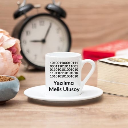 Yazılımcıya Hediye Kod Tasarımlı İsme Özel Kahve Fincanı Tekli