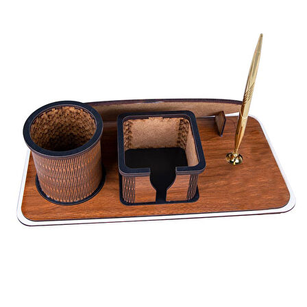 TSK Logolu Kişiye Özel Ahşap Masa İsimliği | Askerlere Özel Hediyelik Ofis Seti