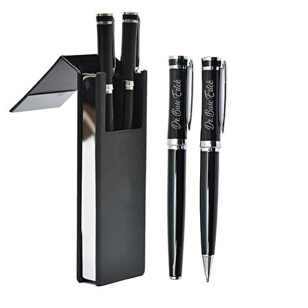 Kişiye Özel İmzalı Masaüstü Kalem Seti ve Osmanlı Tuğralı Cep Saati Hediye Seti