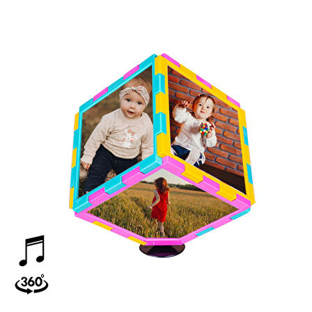 Kişiye Özel Müzikli Dönen Küp Fotoğraf Çerçeve – 10x10 cm