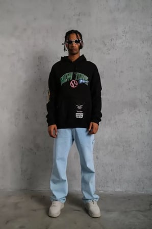 Erkek Baskılı Kapüşonlu Sweatshirt