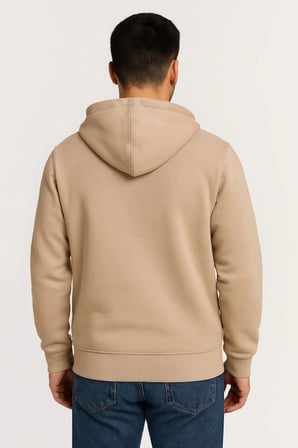 Erkek Üç İplik Kapüşonlu Tam Fermuarlı Kanguru Çepli SweatShirt Hoodie