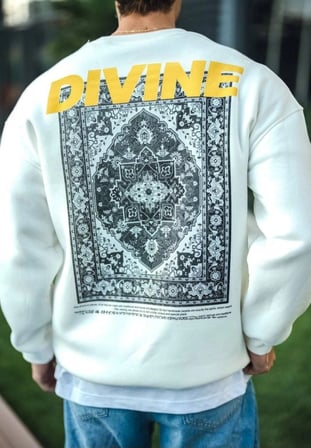 Kışlık Bisiklet Yaka Baskılı SweatShirt