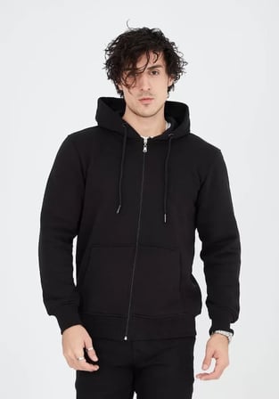 Unisex Tam Fermuarlı Kapşonlu  SweatShirt