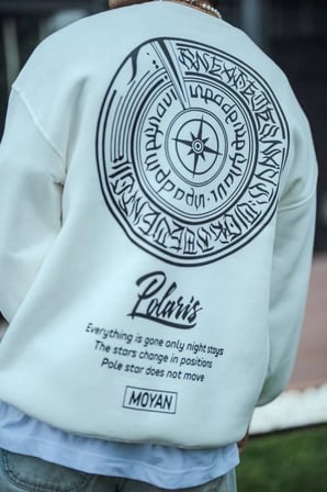 Kışlık Bisiklet Yaka Ön Ve Arka Baskılı SweatShirt