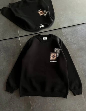 Bisiklet Yaka Baskılı SweatShirt