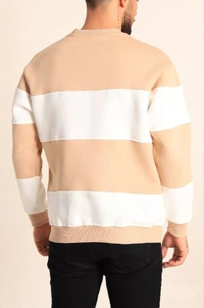 Parçalı Bisiklet Yaka Baskılı SweatShirt