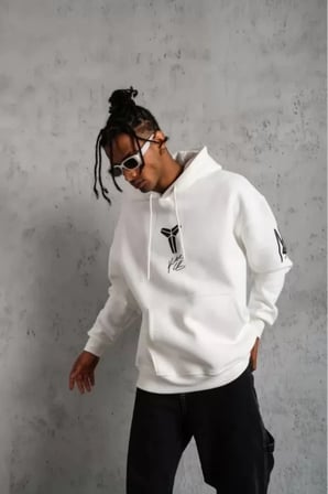 Unisex Sırt Baskılı Kapüşonlu Üç İplik Oversize Sweatshirt