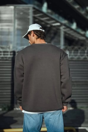 Kışlık Bisiklet Yaka Üç İplik Basic SweatShirt