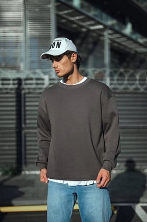 Kışlık Bisiklet Yaka Üç İplik Basic SweatShirt