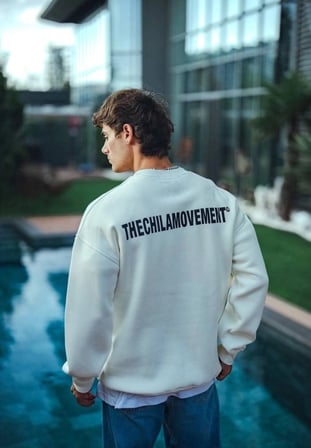 Kışlık Bisiklet Yaka Oversize Baskılı SweatShirt