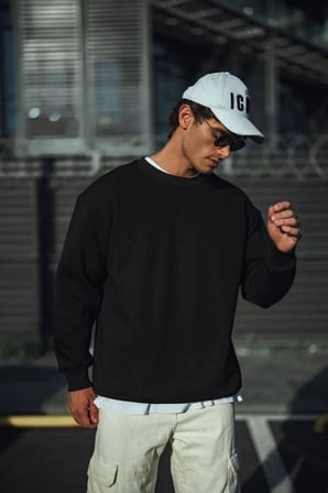 Kışlık Bisiklet Yaka Üç İplik Basic SweatShirt