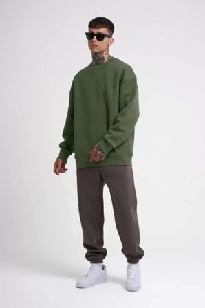 Unisex Biskilet Yaka Üç İplik SweatShirt