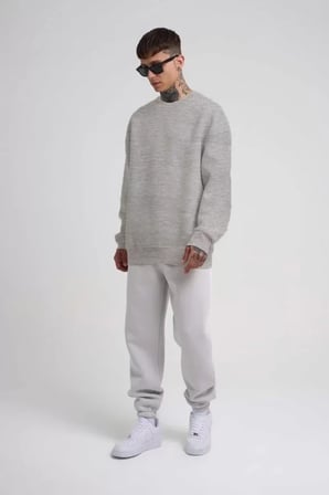 Unisex Biskilet Yaka Üç İplik SweatShirt