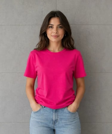 Basic Pamuklu Tişört Bisiklet Yaka Düz Renk Relaxed Fit TShirt