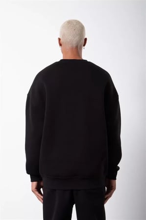 Unisex Biskilet Yaka Üç İplik SweatShirt