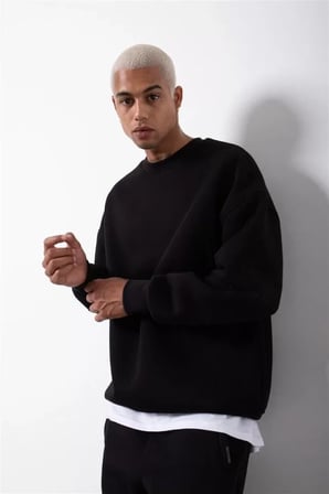 Unisex Biskilet Yaka Üç İplik SweatShirt