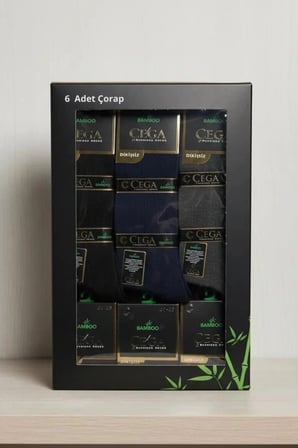 Çega Bambu Erkek Soket Çorap Asorti Renk 6 Adet