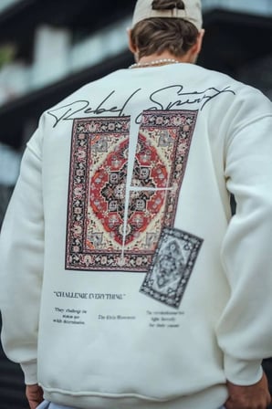 Uzun Kol Bisiklet Yaka Baskılı SweatShirt