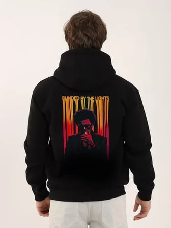 Unisex Baskılı Oversize Üç İplik Kapüşonlu Sweatshirt