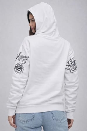 3 İplik Pamuklu Kapüşonlu Baskılı SweatShirt Hoodie