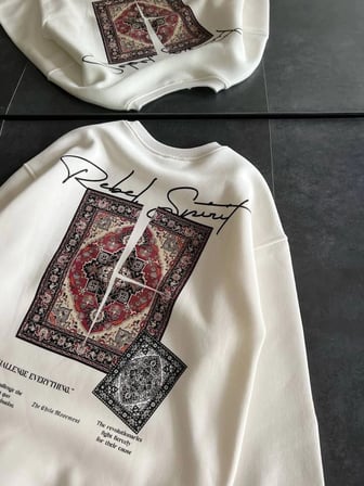 Bisiklet Yaka Baskılı SweatShirt