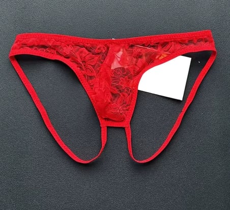 Seksi Dantelli Arkası Açık Seksi Kırmızı Erkek Külot
