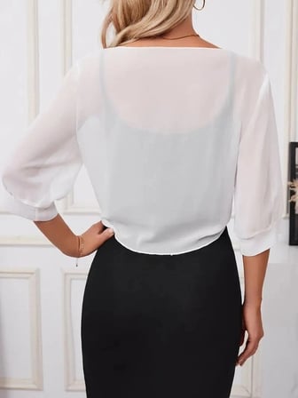 Kadın Truvakar Kol önden Bağlamalı Kısa şifon Bolero Ceket