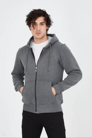 Unisex Tam Fermuarlı Kapşonlu  SweatShirt