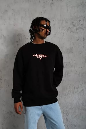 Erkek 3 İplik Gangster Baskılı Sweatshirt