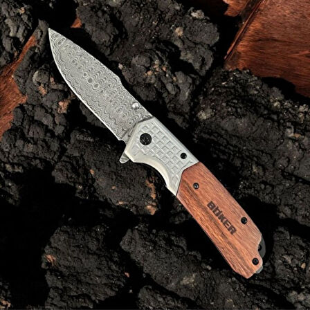 Damaskus İşlemeli Kamp Outdoor Çakı – Dayanıklı ve Şık Tasarım