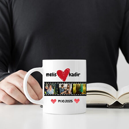 Film Şeridi Tasarımlı Kişiye Özel Fotoğraflı Kupa Bardak – Sevgililere Özel Hediyelik