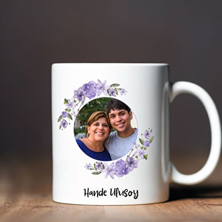 Canım Annem Fotoğraflı Kupa Bardak ve MDF Bardak Altlığı Seti – Anneler Günü Hediyesi