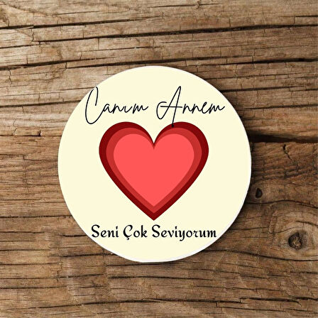 Canım Annem Fotoğraflı Kupa Bardak ve MDF Bardak Altlığı Seti – Anneler Günü Hediyesi