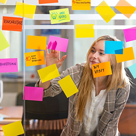 Elektrostatik Yapışkanlı Akıllı Not Kağıdı 7x10 cm – 50 Sayfa Pratik Ofis Not Defteri