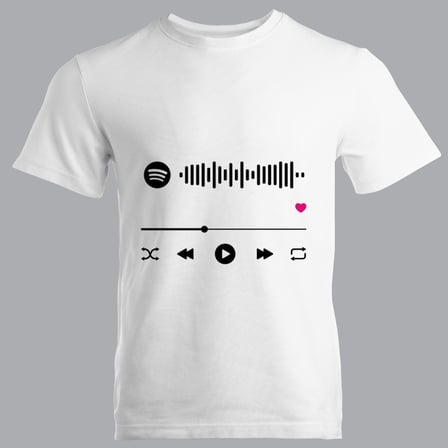 Müzik Çalar Tasarımlı Kişiselleştirilebilir Erkek Kadın Tişört - Spotify Kodlu Unisex Tshirt
