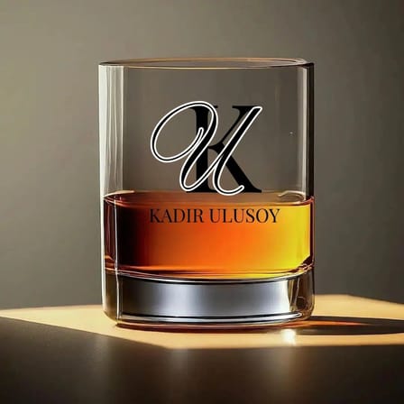 Kişiye Özel Baş Harfli Viski Bardağı - İsme Özel Monogram Tasarım Kadeh