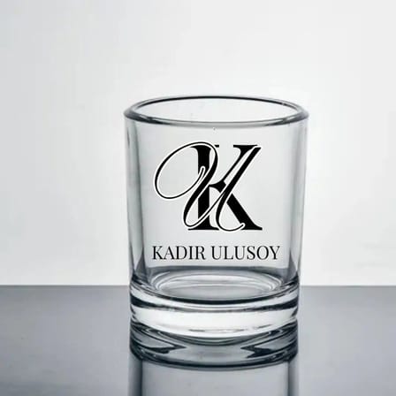 Kişiye Özel Baş Harfli Viski Bardağı - İsme Özel Monogram Tasarım Kadeh