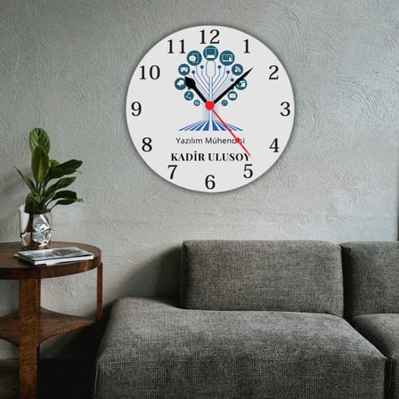 Teknoloji Ve Bilişim Temalı Ofis Duvar Saati - Yazılımcıya Özel İsimli Metal Saat