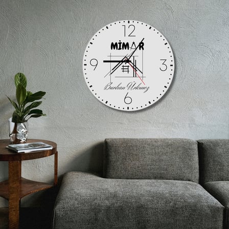 Mimara Hediye İsim Yazılabilir Metal Saat 29cm - Eskiz Tasarımlı Sessiz Akar Saat