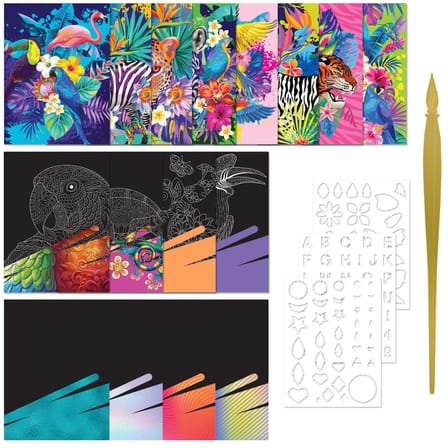 Artmaker Magnificent Mandalas Kazımalı Boyama Seti – 16 Panel, Şablon ve Kalemli Mandala Scratch Art Kit