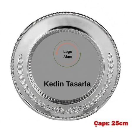Kendin Tasarla Gümüş Metal Tabak Plaket - Şeffaf Ayaklı Kişiye Özel Baskılı Ödül