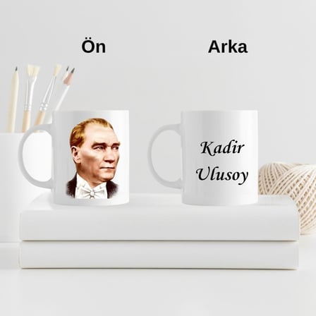 Atatürk Baskılı Hediyelik Set - Metal Matara ve Seramik Kupa Bardak