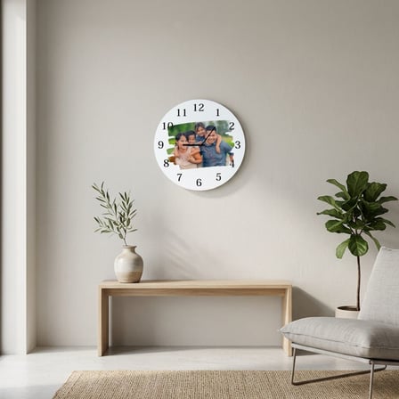 Kişiye Özel Fotoğraf Baskılı Cam Duvar Saati 30x30 cm - Resimli Aile Saati Ev Hediyesi