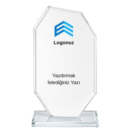 Kendin Tasarla Kişiye Özel Kristal Cam Plaket - Logolu ve Yazılı Kişiselleştirilebilir Masaüstü Ödül