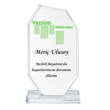 Kişiye Özel Yazılım Mühendisi Kristal Cam Plaket - Bilgisayar Mühendisliği ve Yazılımcı Hediyesi