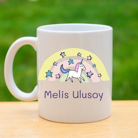 İsme Özel Sihirli Unicorn Kupa Bardak - Çocuk ve Yetişkin İçin Doğum Günü Hediyesi